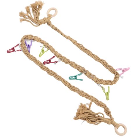 Wandaufbewahrungskette für Kuscheltiere mit Clips, Kinderzimmerdekoration, platzsparend, gelb