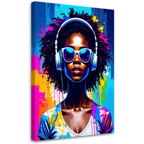 Wandbild Abstrakt Frau DJ Musik 60x90 cm