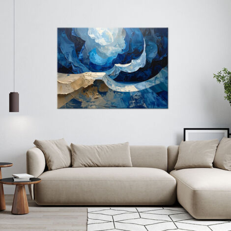 Wandbild Abstrakte blaue beige Imitation von Farbe 100x70