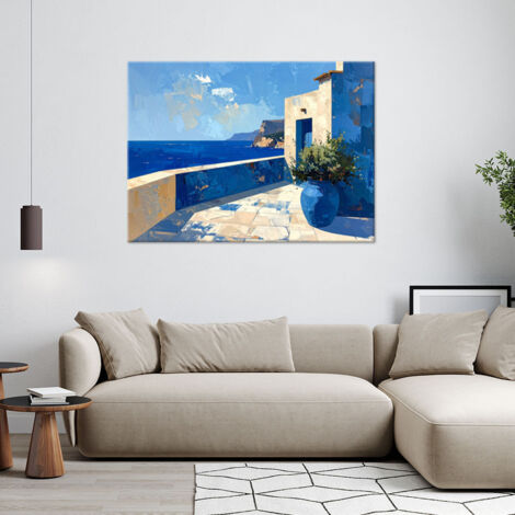 Wandbild Abstrakte Gebäude Meeresblau 90x60
