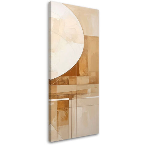 Wandbild Abstrakte Kreise Formen in Beigetönen und Brauntönen 30x90 cm