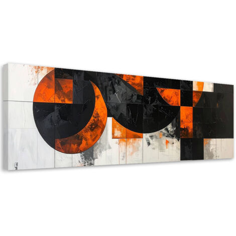 Wandbild Abstrakte Kreise Formen schwarz-orange 90x30 cm