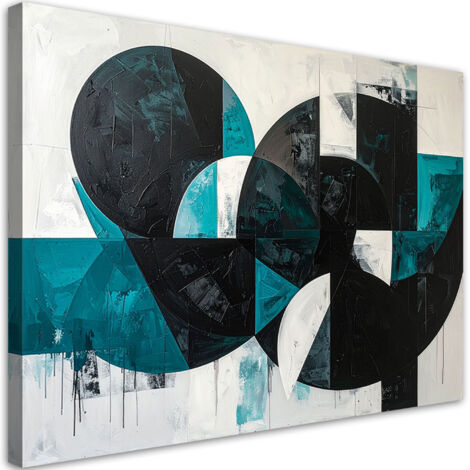 Wandbild Abstrakte Kreise Formen türkis schwarz 60x40 cm