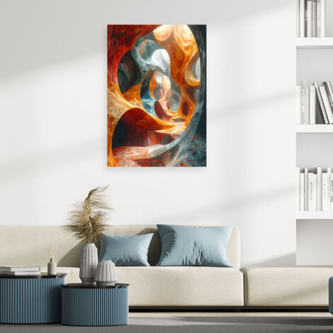 Wandbild Abstrakte organische Felsstruktur in Orange und Grautönen 60x90