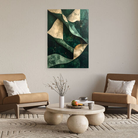 Wandbild Abstrakte Wellen grün Gold 60x90