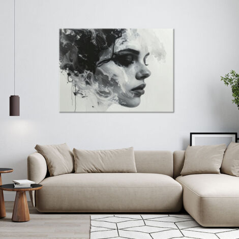 Wandbild Abstraktes Porträt einer Frau in Schwarz-Weiß 90x60
