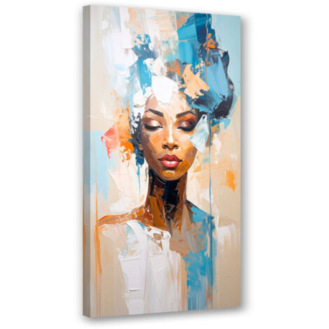Wandbild Abstraktes Porträt einer Frau in Türkis 40x80 cm