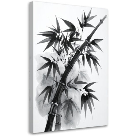 Wandbild Bambusblätter Schwarz-Weiß 40x60 cm