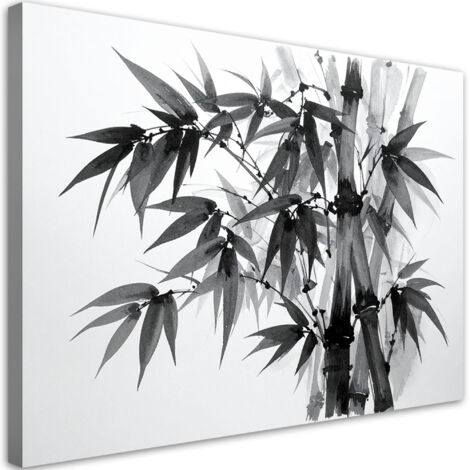 Wandbild Bambusblätter schwarz-weiß 60x40 cm