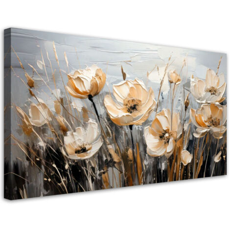Wandbild Beige Blumen auf der Wiese 80x40 cm