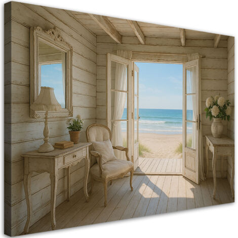 Wandbild Blick auf den Strand Shabby Chic 90x60 cm