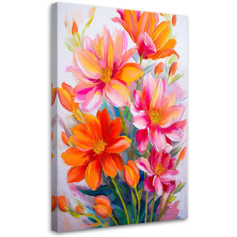 Wandbild Blumen Aquarell Orange Rosa 40x60 cm