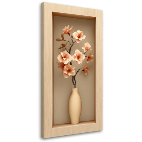 Wandbild Blumen in einer Vase in einer 3D-Vertiefung 50x100 cm