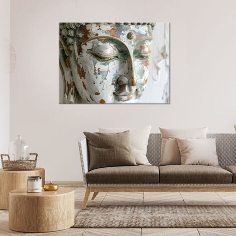 Wandbild Buddha-Kopf im Vintage-Stil Zen-Spa 60x40