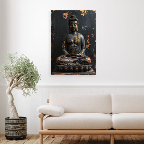 Wandbild Buddha Zen Spa auf schwarzem Hintergrund 40x60