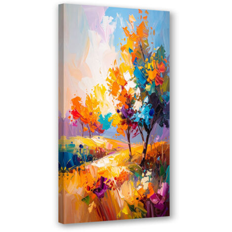 Wandbild Bunte Bäume Landschaft Imitation Farbe 50x100 cm