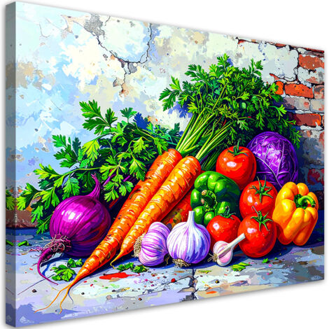 Wandbild bunte Gemüse Pflanzen 60x40 cm