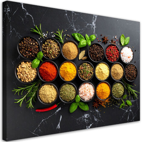 Wandbild Bunte Gewürze und Kräuter 100x70 cm