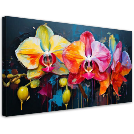 Wandbild Bunte Orchideen Blumen 80x40 cm