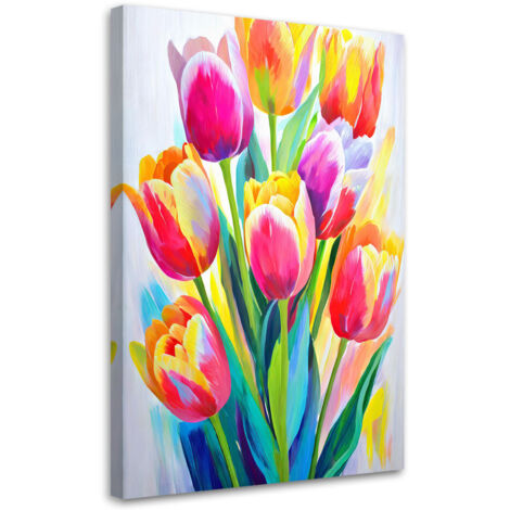 Wandbild Bunte Tulpen Blumen 40x60 cm