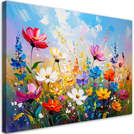 Wandbild Bunte Wildblumen 90x60 cm