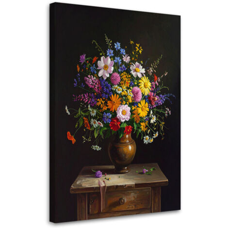 Wandbild Bunter Blumenstrauß in einer Vase 40x60 cm