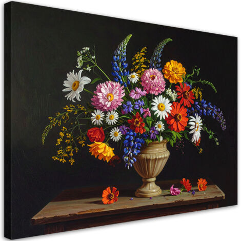 Wandbild Bunter Blumenstrauß in einer Vase 60x40 cm