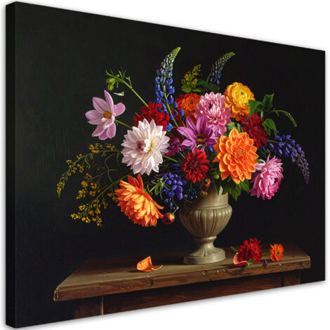 Wandbild Bunter Blumenstrauß in einer Vase 60x40 cm
