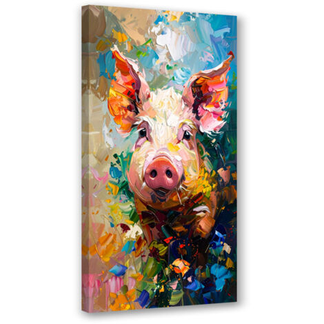 Wandbild Buntes Schwein Ölfarbe 40x80 cm