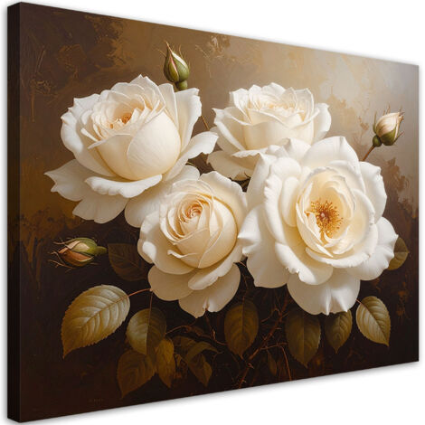 Wandbild Cremefarbene Rosen Blumenstrauß 60x40 cm