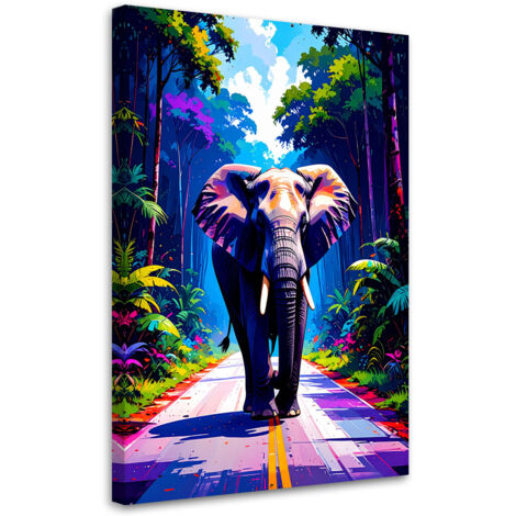 Wandbild Elefant auf der Straße Dschungel 40x60 cm
