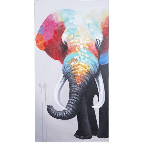 Wandbild Elefant II, 100% handgemaltes Ölgemälde Gemälde XL, 140x70cm