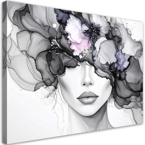 Wandbild Frau mit Blumen auf dem Kopf 60x40 cm