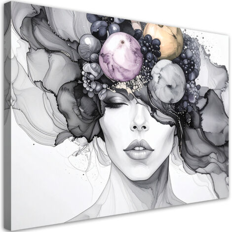 Wandbild Frau mit Früchten auf dem Kopf 100x70 cm
