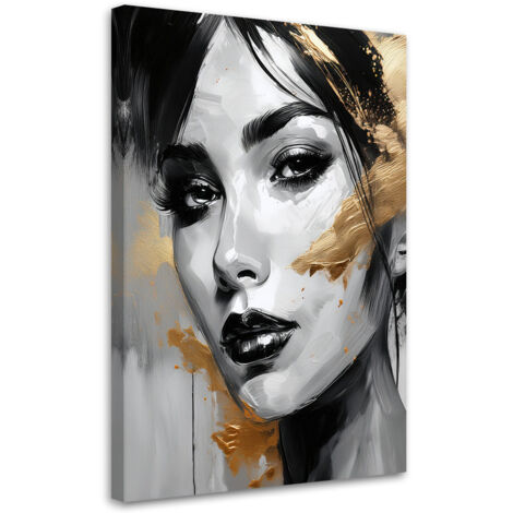 Wandbild Frau Porträt Goldene Akzente 40x60 cm
