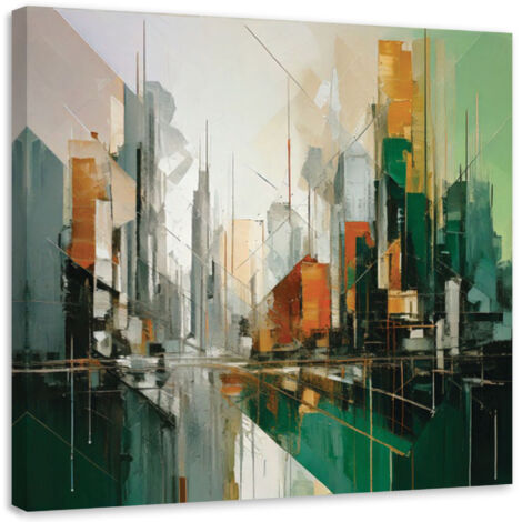 Wandbild für das Schlafzimmer Stadt Abstraktion Geometrisch Grün 30x30 cm