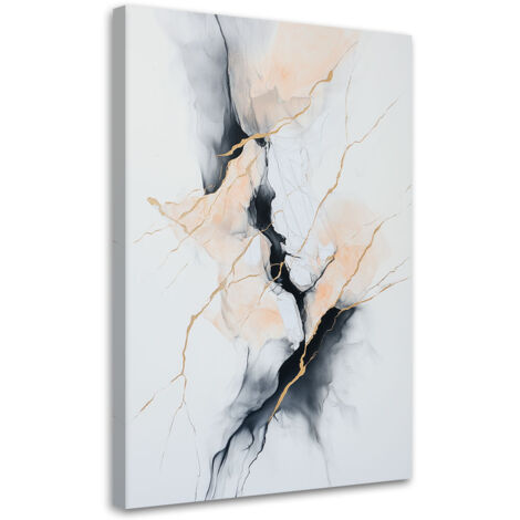 Wandbild für das Wohnzimmer Abstraktion Goldene Linien Risse Grau 40x60 cm