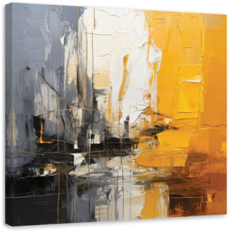 Wandbild für das Wohnzimmer Abstraktion Impasto Gelb 30x30 cm