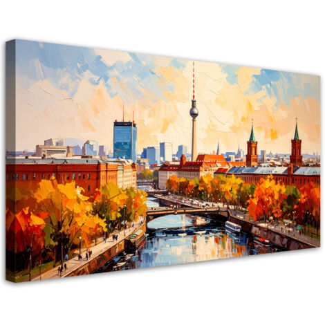 Wandbild für das Wohnzimmer Büro Panorama von Berlin Stadt 80x40 cm