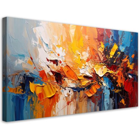 Wandbild für das Wohnzimmer Farbenfrohe Abstrakt Imitation von Ölfarbe 80x40 cm