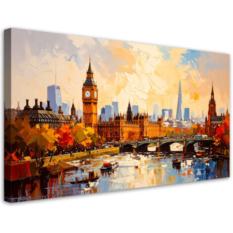 Wandbild für das Wohnzimmer Schlafzimmer und Büro Panorama von London Big Ben 80x40 cm