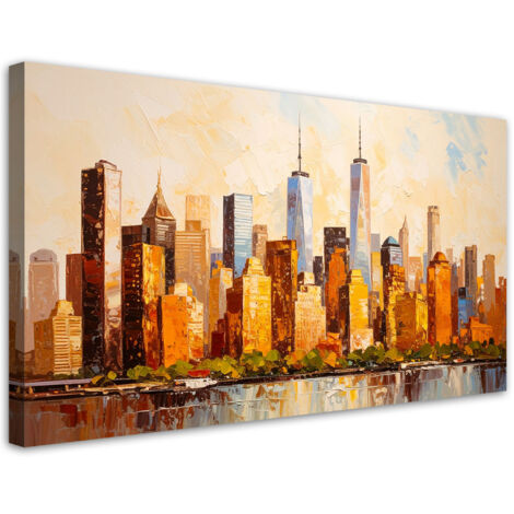 Wandbild für das Wohnzimmer Schlafzimmer und Büro Panorama von New York Manhattan 80x40 cm