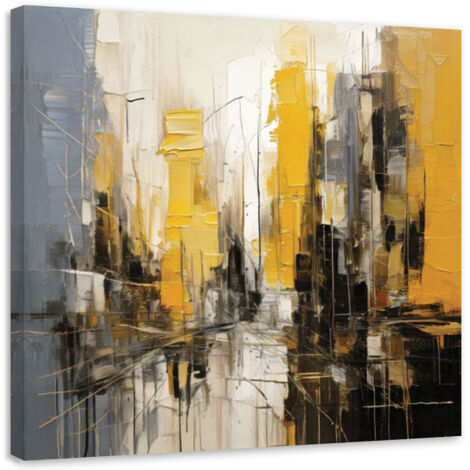 Wandbild für das Wohnzimmer Stadt Abstraktion Gelb 30x30 cm