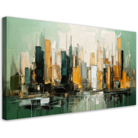 Wandbild für das Wohnzimmer Stadt Abstraktion Grün 80x40 cm
