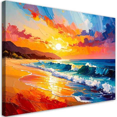Wandbild für das Wohnzimmer Strand Meer Landschaft wie gemalt 60x40 cm
