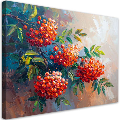 Wandbild für das Wohnzimmer und die Küche Eberesche Pflanzen Natur wie gemalt 60x40 cm