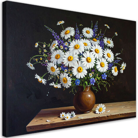 Wandbild Gänseblümchen Strauß Feldblumen in einer Vase 60x40 cm