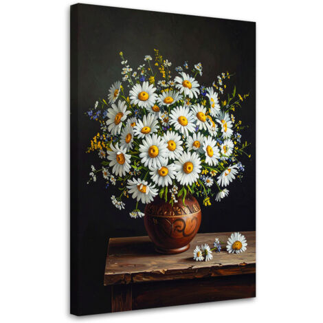Wandbild Gänseblümchen Strauß Feldblumen in einer Vase 70x100 cm