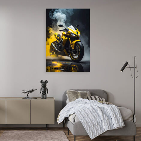 Wandbild Gelbes Motorrad Motorrad 40x60