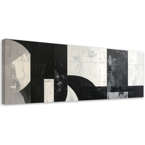 Wandbild Geometrische Abstrakt schwarz weiß 90x30 cm